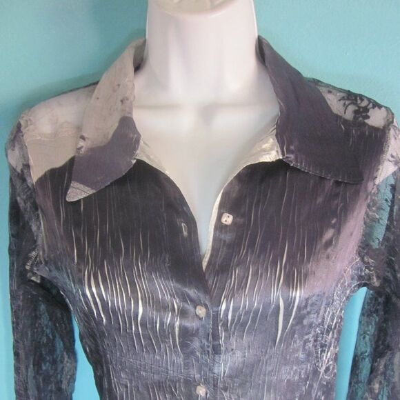 Komarov Womens Size M Button Up Blouse with Lace Up Back - Picture 11 of 14